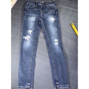 Wax Jeans Butt I Love You Womens Size 7 Blue Mid Rise Distressed Cuffed Legs